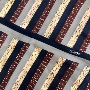 Echo Vintage Silk Scarf Hair Tie Navy, Tan & Brown